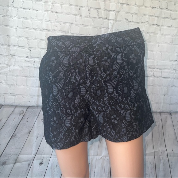 Express Pants - Express Dark Blue & Black Floral High Waist Dress shorts size 0
